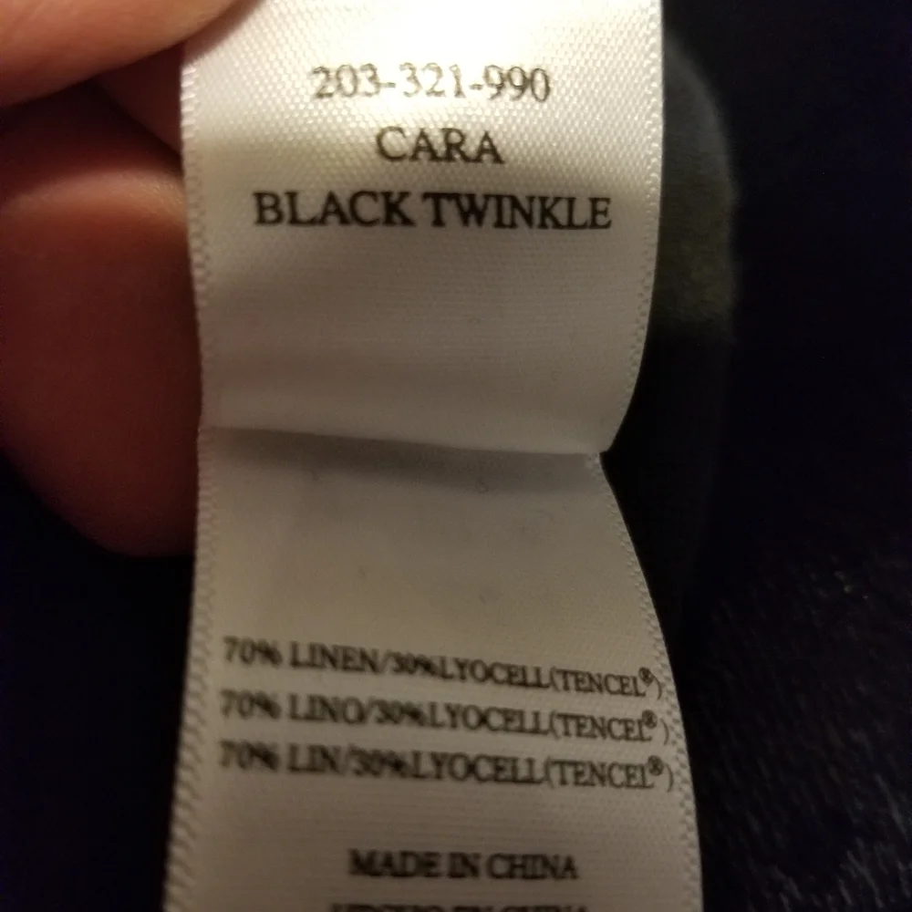 RAILS black white star Cara Black Twinkle linen blend short sleeve v neck top S - Picture 7 of 7